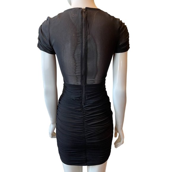 Windsor Women Ruched Bodycon Mini Dress Puffy Shoulders Design Nylon Black Small - Picture 4 of 11